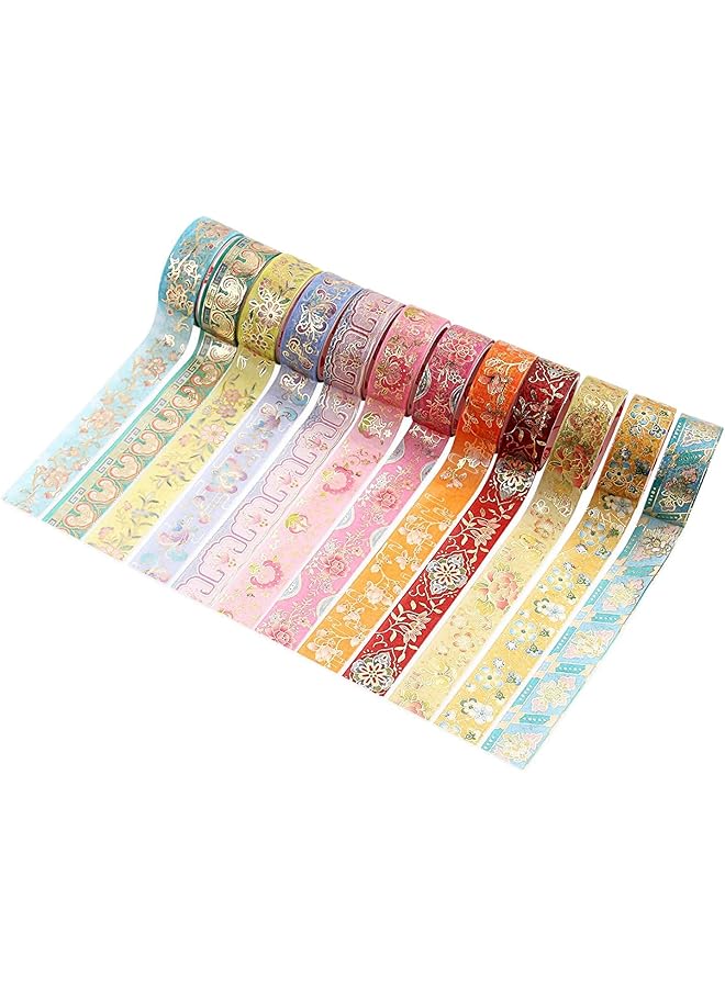 إيروريكس شريط ورق عتيق 12 لفة شريط لاصق مزخرف مزهر بعرض 15 مم للأطفال شريط لاصق جميل للفتيات مستلزمات تدوين اليوميات ودفاتر القصاصات ومستلزمات تدوين اليوميات - Image 5