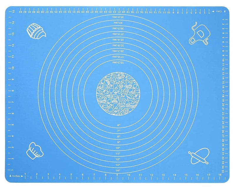 Emoh Roced Silicone Baking Mat Roti mat Silicone Chapati Atta Kneading Mat Non - Stick Fondant Rolling Mat Stretchable for Kitchen Roti Chapati Cake – Multicolor (Baking Mat 50 * 40 cm) - Image 1