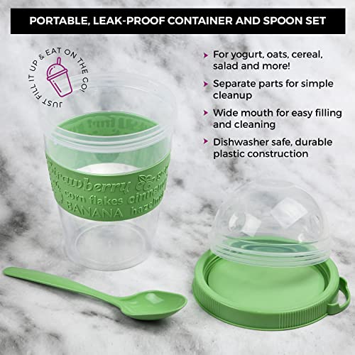 Tribello 20 OZ Overnight Oats Container With Lid, Set of 4 Crunch Cups To Go, Portable Parfait Cup With Compartments for Topping Cereal Or Oatmeal - Red - Image 4