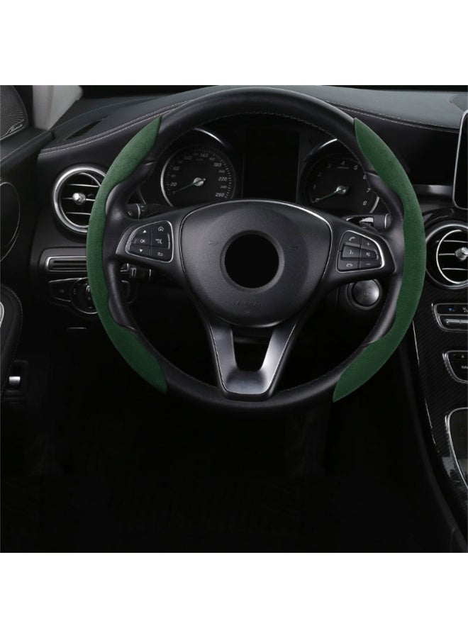 NOVOLAN Car Steering Wheel Cover Carbon Fiber Leather Flip Fur Anti Slip 4 Seasons Universal Interior Supplies Car Steering Wheel Handle Cover Sweat-Absorbing, Breathable, Ultra-Thin, Durable (green) - Image 2