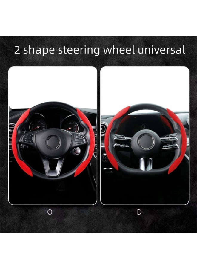 NOVOLAN Car Steering Wheel Cover Carbon Fiber Leather Flip Fur Anti Slip 4 Seasons Universal Interior Supplies Car Steering Wheel Handle Cover Sweat-Absorbing, Breathable, Ultra-Thin, Durable (green) - Image 5