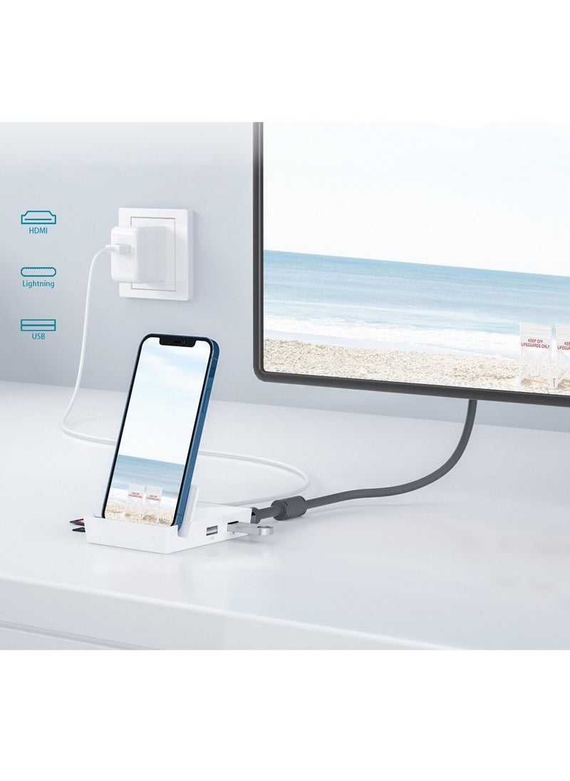 Necomi - Lightning to HDMI Adapter, HDMI Digital AV Adapter, USB Female OTG Adapter, 6 in 1 USB Camera Adapter, SD Card Reader for iPhone/iPad, Mouse, HD TV/Projector/Monitor, No APP Needed - Image 1