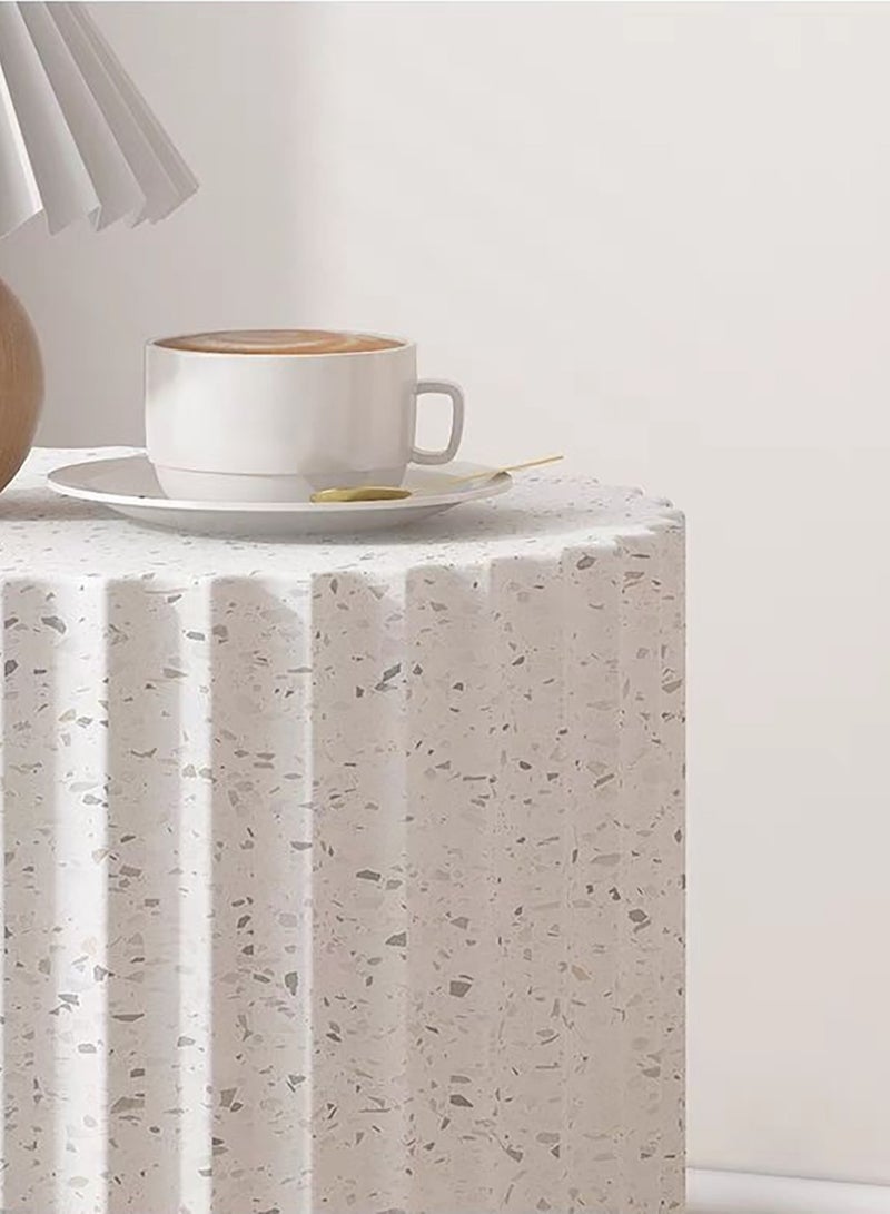 Merry Moments Terrazzo Side Table Bedside Table Coffee Table Cafe Table Sofa Side Table End Table Snack Table Fashion Design for Living Room Bedroom Office Retail White H41xL36xW31.5 cm - Image 3