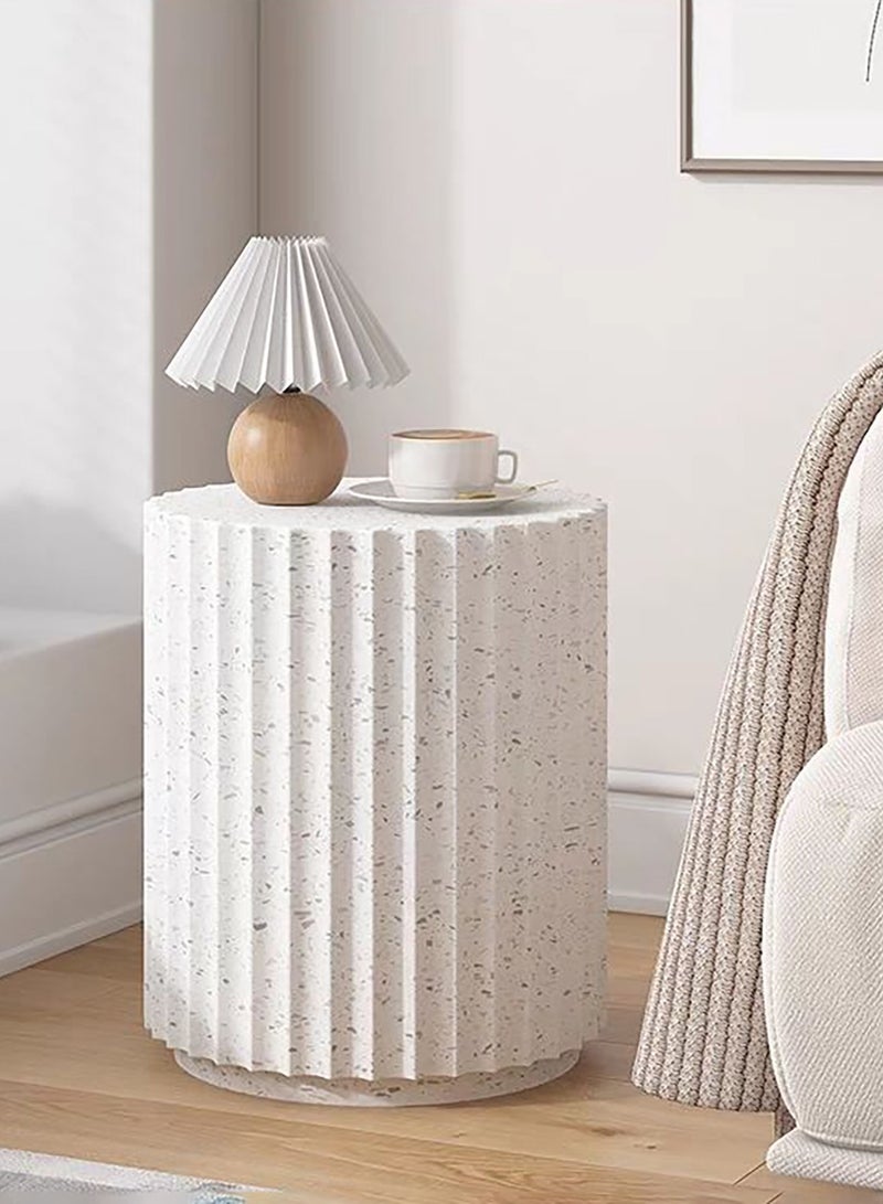 Merry Moments Terrazzo Side Table Bedside Table Coffee Table Cafe Table Sofa Side Table End Table Snack Table Fashion Design for Living Room Bedroom Office Retail White H41xL36xW31.5 cm - Image 1