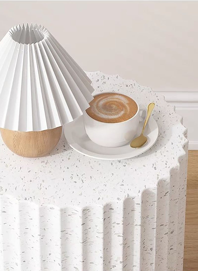 Merry Moments Terrazzo Side Table Bedside Table Coffee Table Cafe Table Sofa Side Table End Table Snack Table Fashion Design for Living Room Bedroom Office Retail White H41xL36xW31.5 cm - Image 4