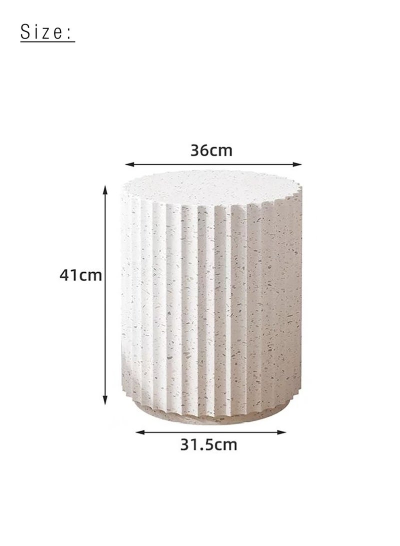 Merry Moments Terrazzo Side Table Bedside Table Coffee Table Cafe Table Sofa Side Table End Table Snack Table Fashion Design for Living Room Bedroom Office Retail White H41xL36xW31.5 cm - Image 5