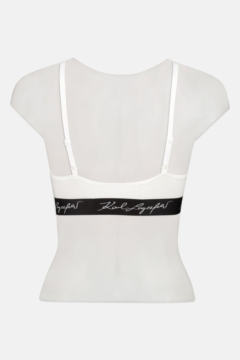Karl Lagerfeld حمالة صدر نسائية بشعار العلامة التجارية، بيضاء - Image 2