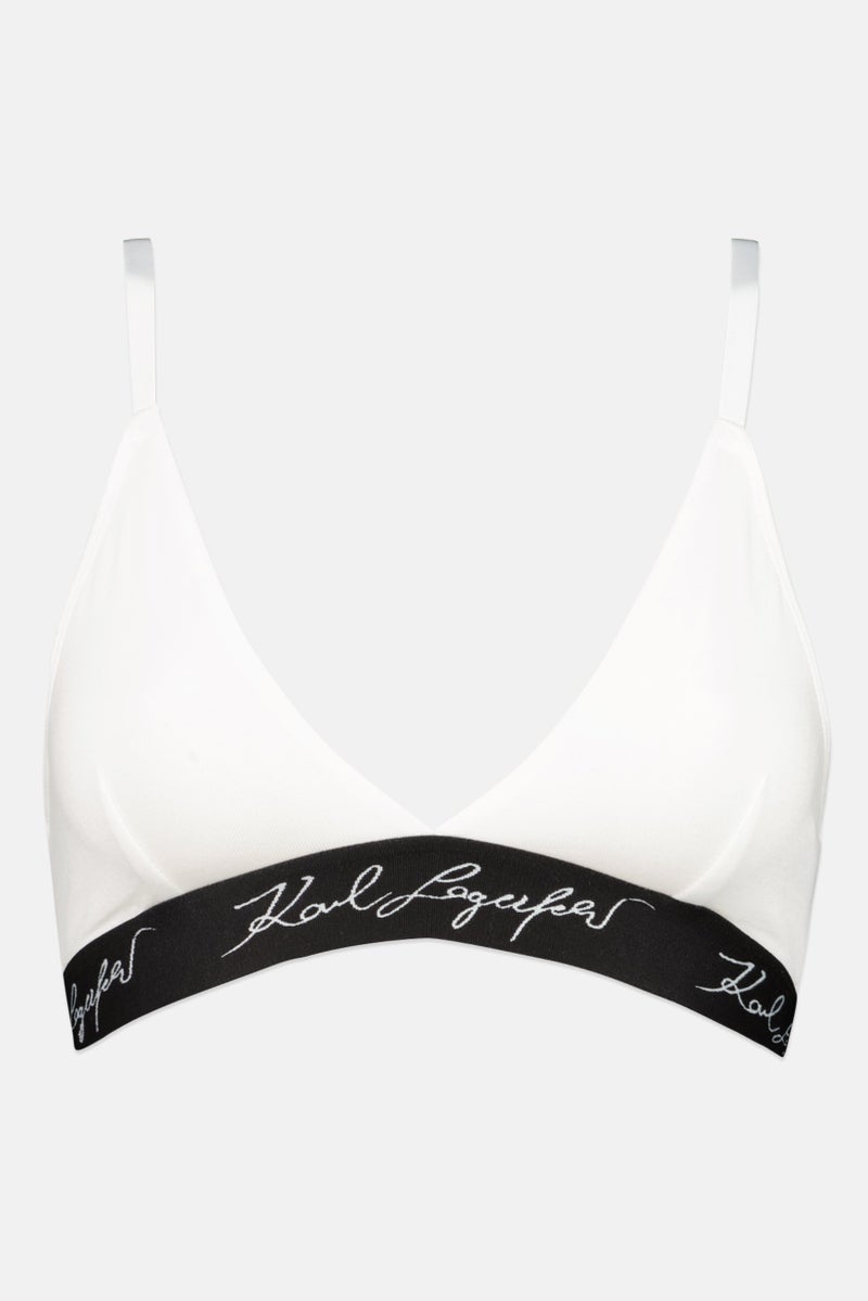 Karl Lagerfeld حمالة صدر نسائية بشعار العلامة التجارية، بيضاء - Image 1