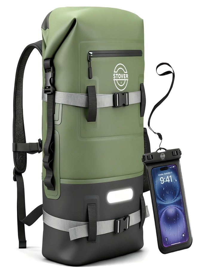 STOVER 5/10/25/30/40/55L Waterproof Dry Backpack & Phone Case- Large Floating Dry Bag for Kayaking, Travel, Hiking, Fishing, Camping, Motorcycles & Beach, Heavy-Duty Roll Top Men/Women (Green) - Image 1