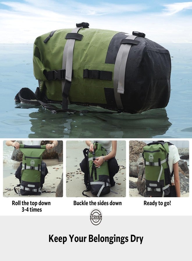 STOVER 5/10/25/30/40/55L Waterproof Dry Backpack & Phone Case- Large Floating Dry Bag for Kayaking, Travel, Hiking, Fishing, Camping, Motorcycles & Beach, Heavy-Duty Roll Top Men/Women (Green) - Image 4