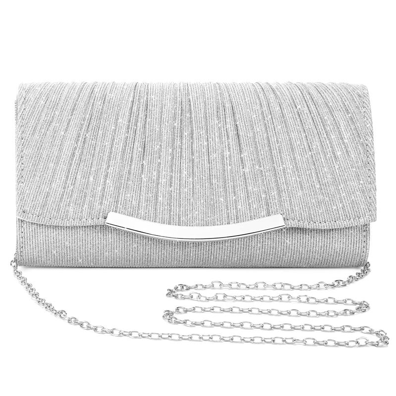 UBAYMAX Evening Bag Clutch Purses for Women Lady Girl Handbags Crossbody Bag Wedding Bag for Prom Cocktail Party Wedding Engagement (Silver) - Image 1