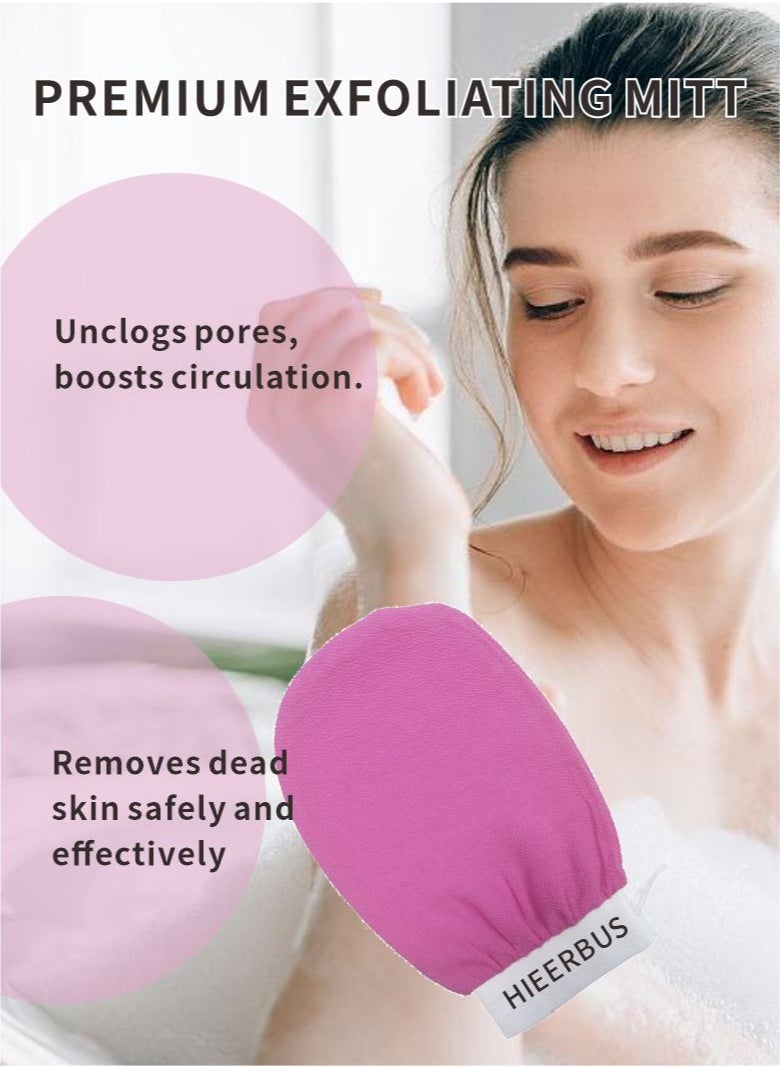 HieerBus - Deep Exfoliating Glove, Korean Loofah for Shower Cleaning and Exfoliating The Skin ,Body Scrubber Loofah Sponge for Dead Skin Remover Making Moroccan Bath at Home Pink - Image 1
