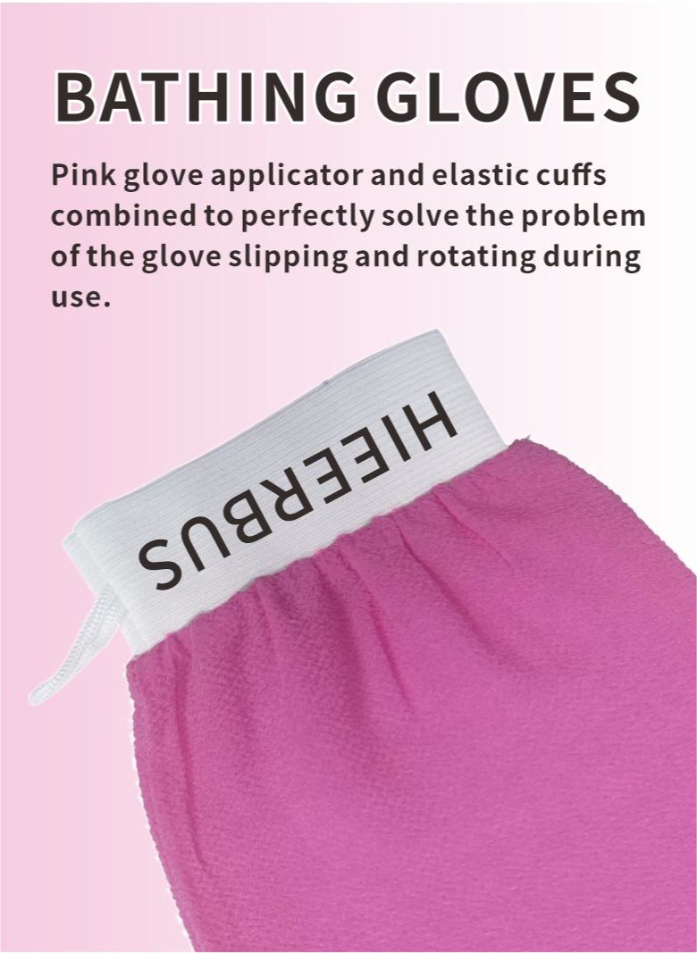 HieerBus - Deep Exfoliating Glove, Korean Loofah for Shower Cleaning and Exfoliating The Skin ,Body Scrubber Loofah Sponge for Dead Skin Remover Making Moroccan Bath at Home Pink - Image 1
