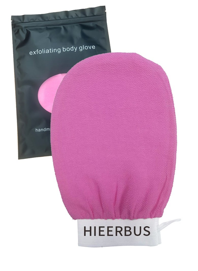 HieerBus - Deep Exfoliating Glove, Korean Loofah for Shower Cleaning and Exfoliating The Skin ,Body Scrubber Loofah Sponge for Dead Skin Remover Making Moroccan Bath at Home Pink - Image 1