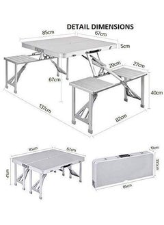 sliceit sliceit PicnicTableHeavyDutyAluminiumPortableFoldingCampSuitcasePicnicTableand4ChairsSetwithUmbrella  - Image 2
