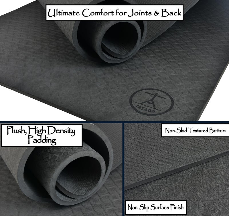 Tatago Extra Thick Yoga Mat XL 10mm, Extra Large Yoga Mat Extra Wide and Long for Superior Joint Cushioning, Large Exercise Mat for Home Workout, Strap Included. - Image 3