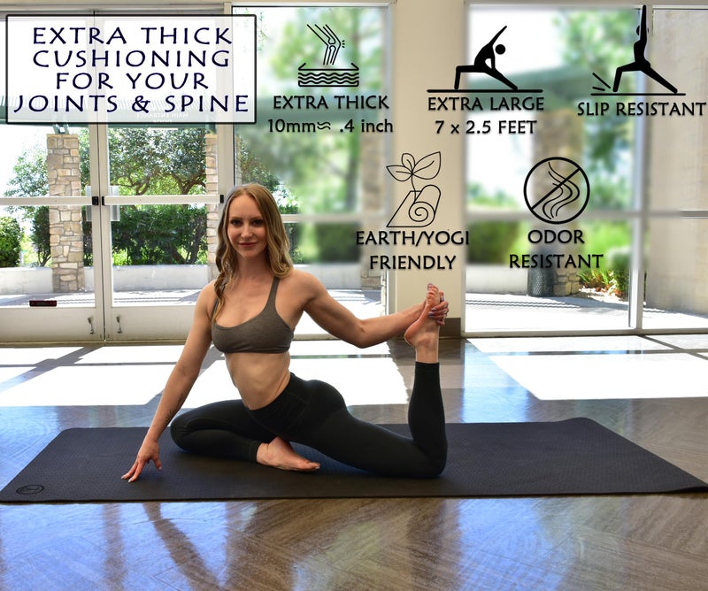 Tatago Extra Thick Yoga Mat XL 10mm, Extra Large Yoga Mat Extra Wide and Long for Superior Joint Cushioning, Large Exercise Mat for Home Workout, Strap Included. - Image 4