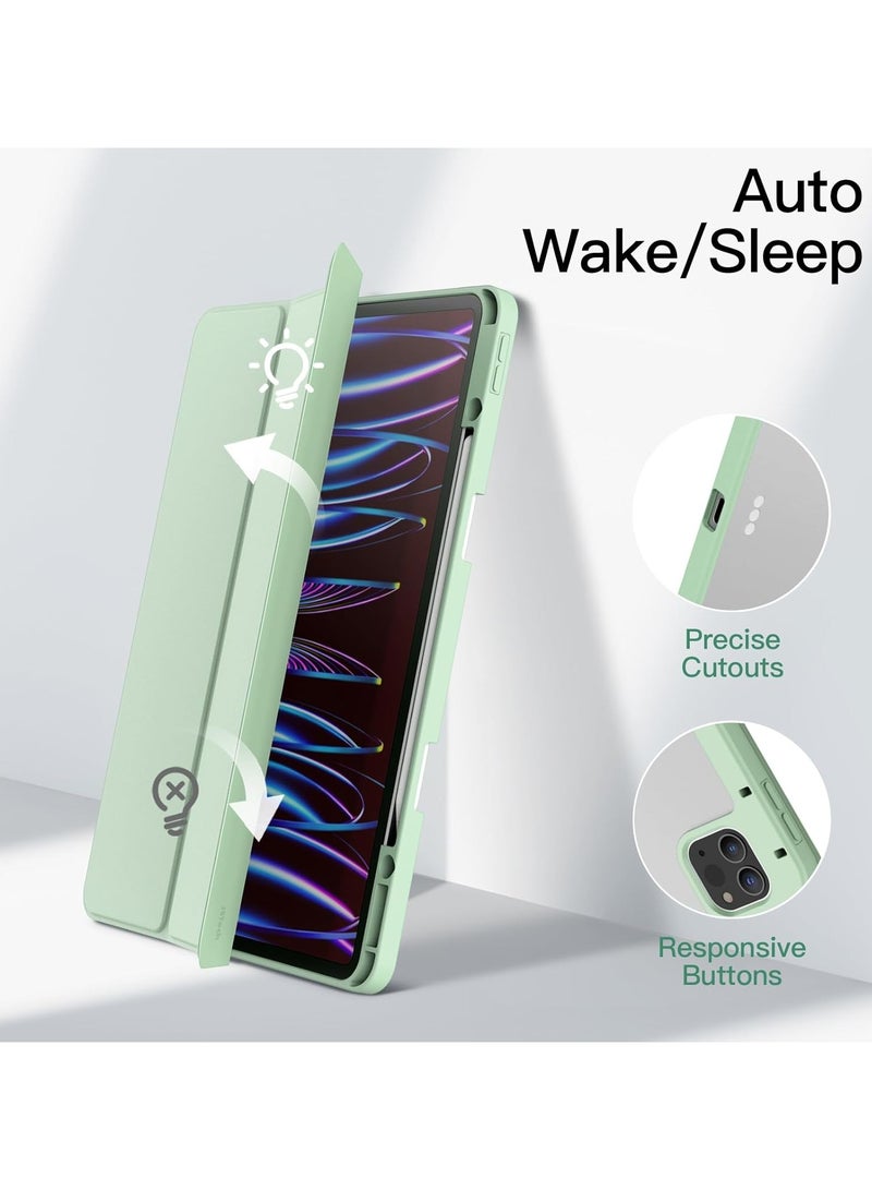 DUSALA Case for iPad Pro 12.9-Inch (2022/2021/2020/2018) with Pencil Holder, Slim Stand Protective Cover with Clear Transparent Back Shell for iPad Pro 12.9 inch Tablet, Support Auto Wake/Sleep, (Green) - Image 5