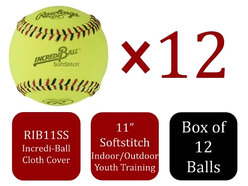 Rawlings راولينغز | كرات إنكريدي-بول الصفراء الناعمة | خيارات 11" و 12" | خيارات غلاف قماشية و جلد صناعي | 12 كرة - Image 2