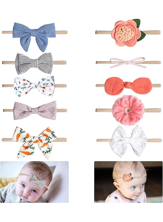 إيروريكس 10 عبوات من عصابات رأس الأطفال وربطات الزهور والدانتيل وإكسسوارات الشعر وأغطية الرأس المصنوعة من النايلون للبنات - Image 1