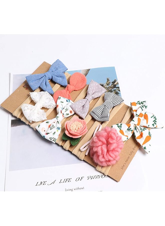 إيروريكس 10 عبوات من عصابات رأس الأطفال وربطات الزهور والدانتيل وإكسسوارات الشعر وأغطية الرأس المصنوعة من النايلون للبنات - Image 3