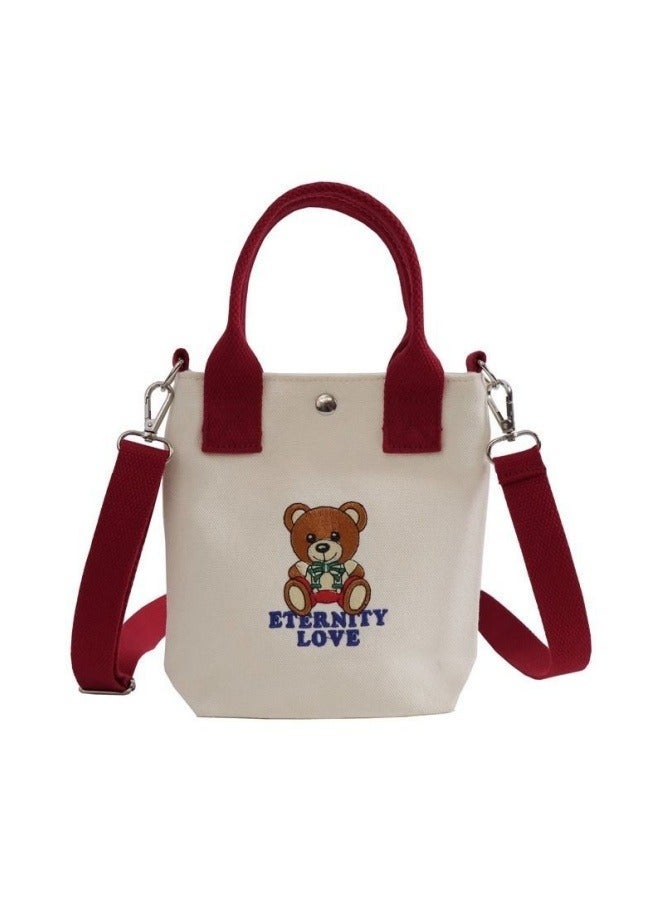 Love Canvas Bag For Women, Versatile For Students, Can Be Worn Diagonally, As A Phone Bag, Handbag, Or Carried For Outings As A Small Satchel. - Image 1