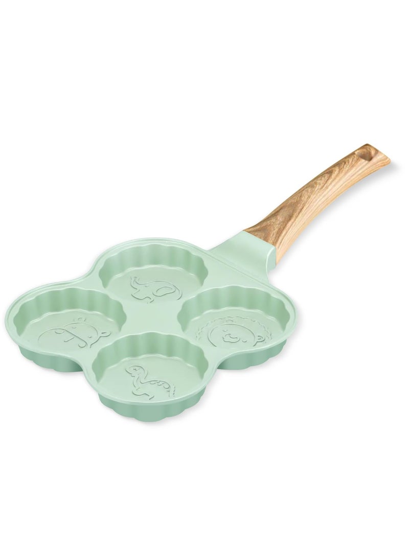 Barakah Nonstick Pancake Pan with 4 Animal Patterns Molds, PFOA-Free Mini Pancake Griddle & Crepe Maker for Kids, Breakfast Egg Pan Suitable for Induction, Gas, Electric Cooktops, Green - Image 1