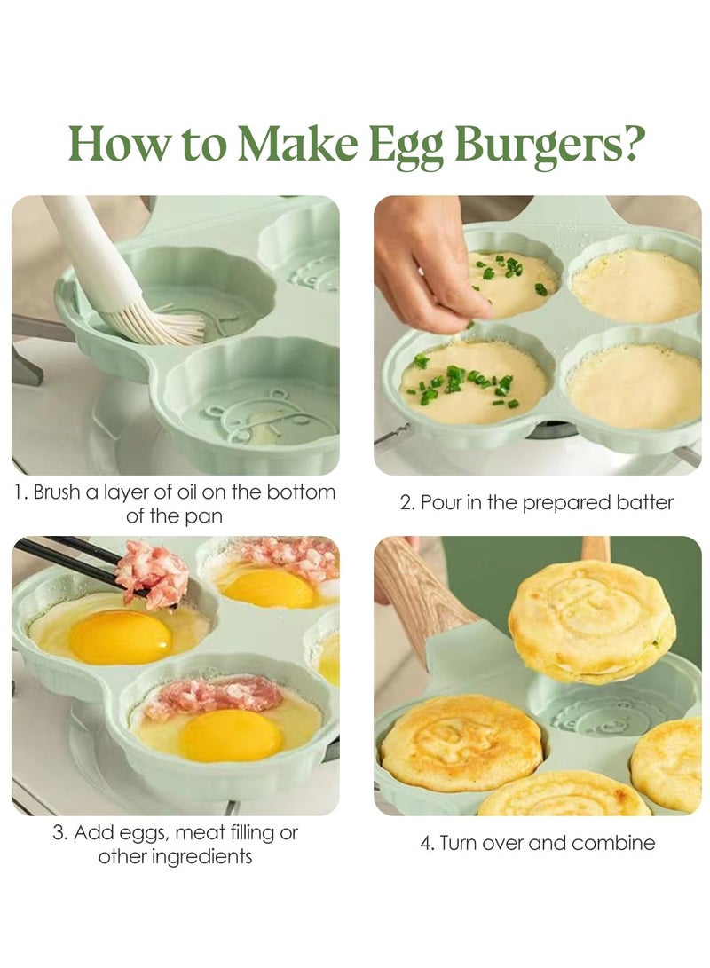 Barakah Nonstick Pancake Pan with 4 Animal Patterns Molds, PFOA-Free Mini Pancake Griddle & Crepe Maker for Kids, Breakfast Egg Pan Suitable for Induction, Gas, Electric Cooktops, Green - Image 4