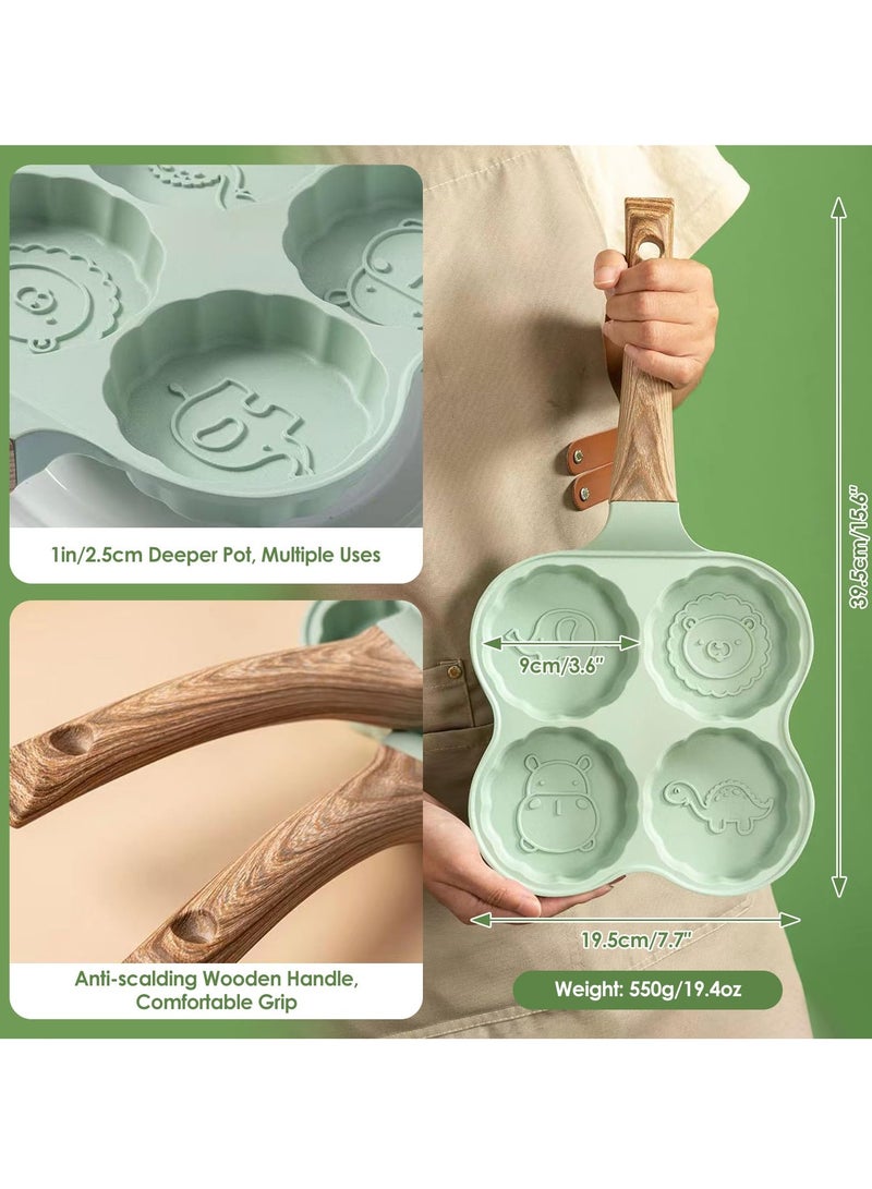 Barakah Nonstick Pancake Pan with 4 Animal Patterns Molds, PFOA-Free Mini Pancake Griddle & Crepe Maker for Kids, Breakfast Egg Pan Suitable for Induction, Gas, Electric Cooktops, Green - Image 3