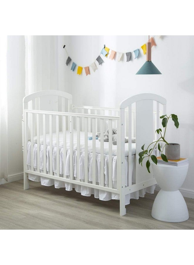 JSD White Ruffled Crib Bed Skirt Double Layer Nursery Toddler Dust Ruffle Bedding Skirt 14" Deep Drop - Image 5