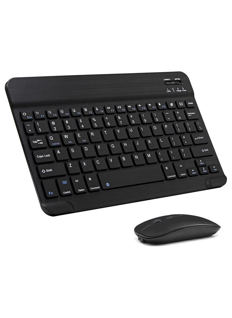 (Ultra-Slim) Bluetooth Keyboard and Mouse Combo Rechargeable Portable Wireless Keyboard Mouse Set for Apple iPad iPhone iOS 13 and Above Samsung Tablet Phone Smartphone Android Window,Black - Image 1