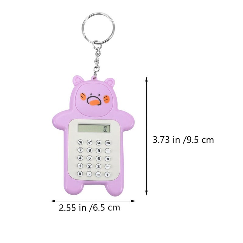 Mini Cartoon Bear Calculator Keychain Set 4pcs For Students Portable LCD Screen - Image 3