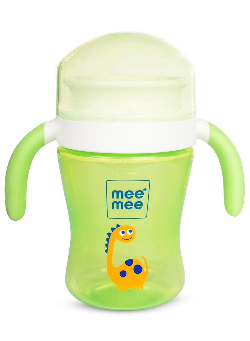 Mee Mee BPA Free 2 in 1 Convertible Sipper Cup with Soft Spout and Straw Anti-Leak Detachable Handle for Babies Toddlers Kids 240ml Green (Silicone) - Image 1