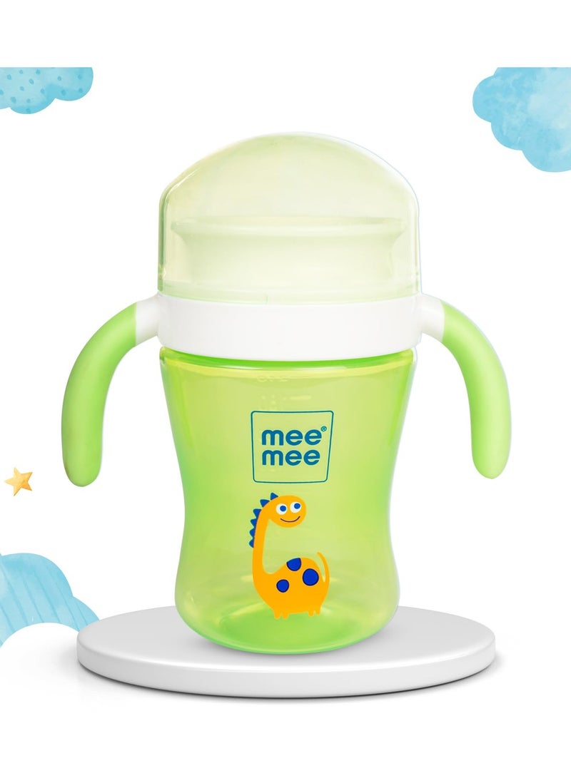 Mee Mee BPA Free 2 in 1 Convertible Sipper Cup with Soft Spout and Straw Anti-Leak Detachable Handle for Babies Toddlers Kids 240ml Green (Silicone) - Image 2