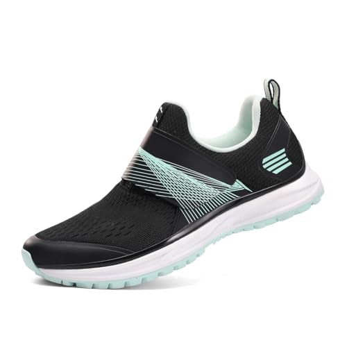 Pairobin Women's Indoor and Outdoor Cycling Shoes - Comfortable and Breathable - Compatible With SPD Cleats - Black-Green - Image 2
