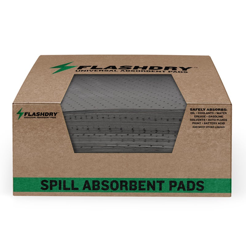 FlashDry  Universal Spill Absorbent Pads 100 Pads per Container  175 x 135 x 2mm Oil and All Purpose Premium Liquid Pads Packed in a Convenient Sturdy Dispensing Box 1