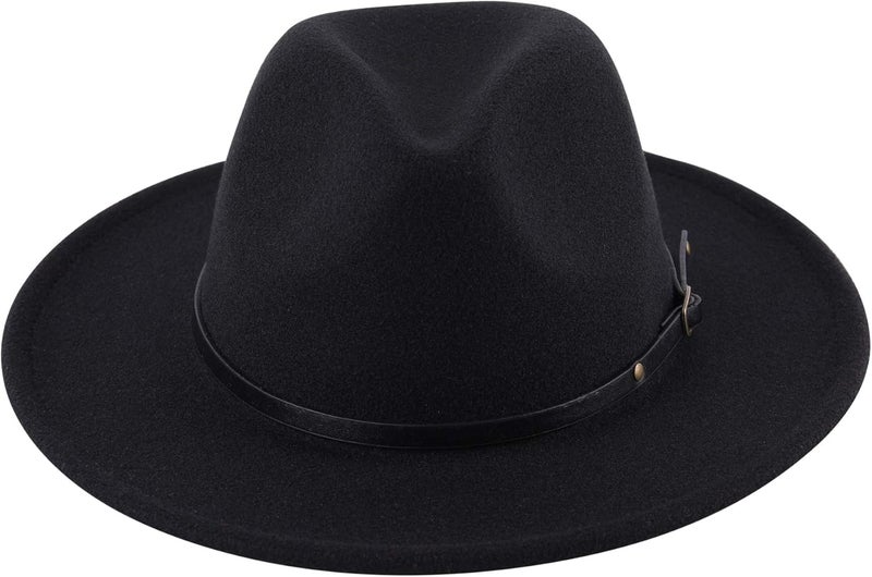 Lanzom Kids Girls Vintage Wide Brim Wool Felt Bowler Cap Bowknot Floppy Fedora Hat - Image 4
