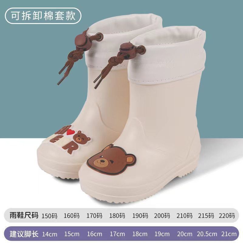 Children'S Rain Boots Cartoon Boys And Girls Kindergarten Baby Waterproof Shoes Rubber Shoes Drawstring Non-Slip Rain Boots Overshoes - Image 1