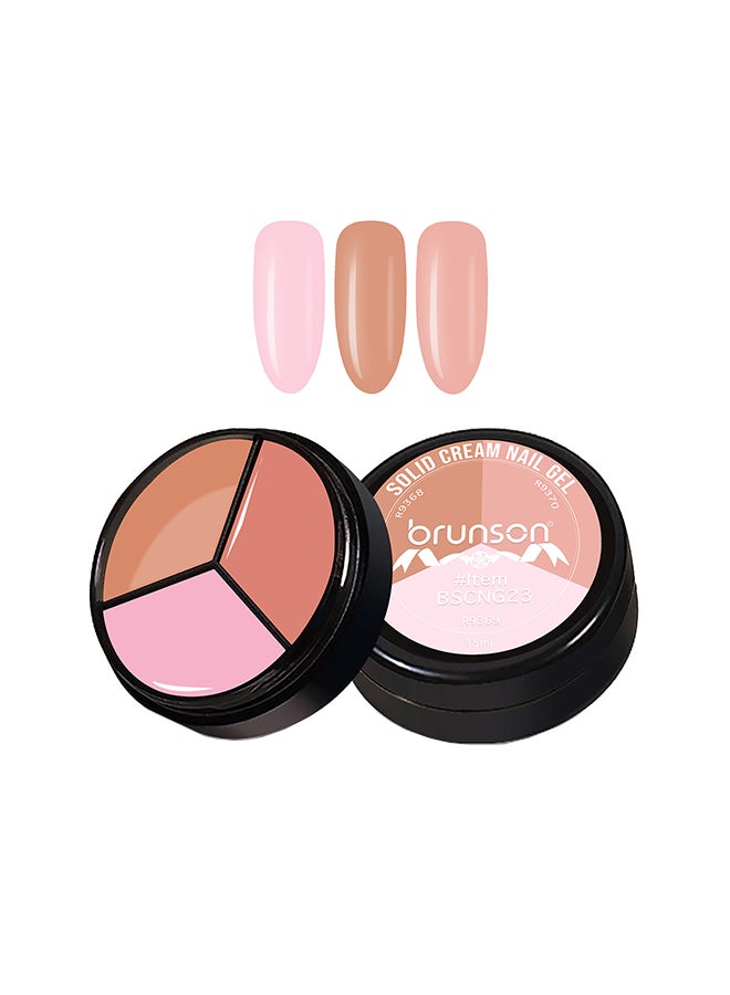 brunson Solid Cream Gel Nail Polish - 3 in 1 Pudding, High Pigmented Mud Nail Art Paint, Suit For Professional Nail Salon, Nail Starter 15 ml, BSCNG23