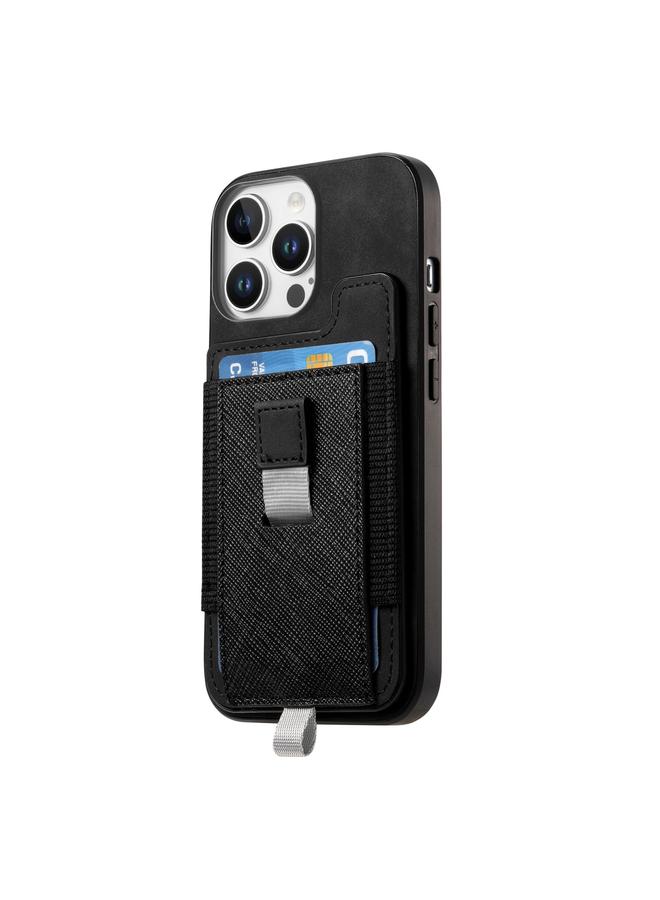 S-TOP Case For iPhone X / XS Retro Magsafe Cross Leather Pull-Out Card Bag Back Phone Case - Image 2