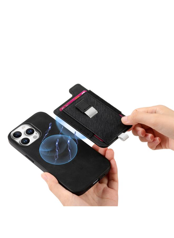 S-TOP Case For iPhone X / XS Retro Magsafe Cross Leather Pull-Out Card Bag Back Phone Case - Image 3