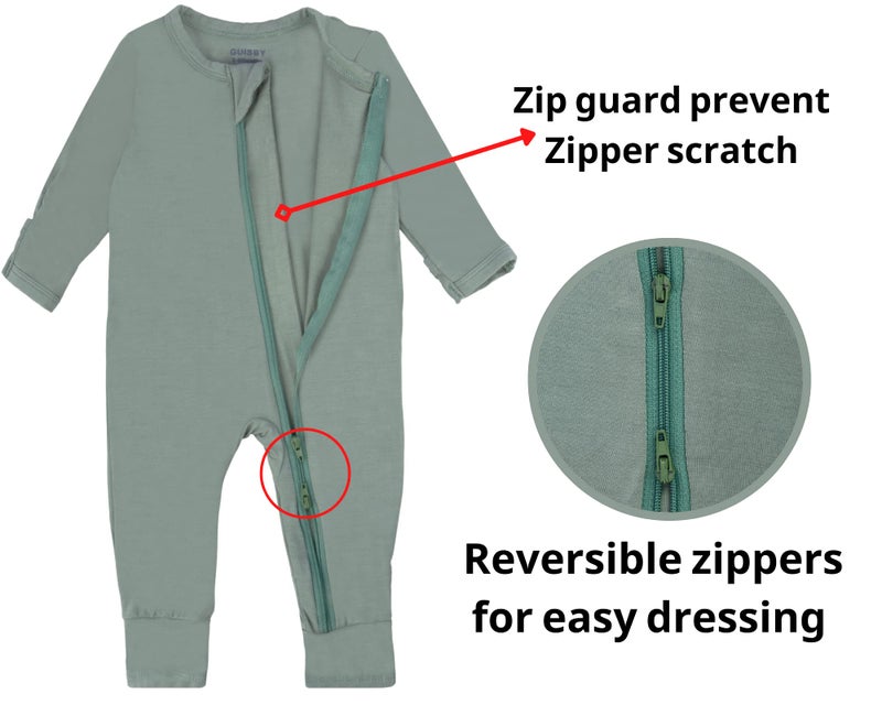 GUISBY Baby Girls Footless Pajamas with Mittens - 2-Way Zipper Long Sleeve Sleepwear 3Pack 6-12 Months - Image 4