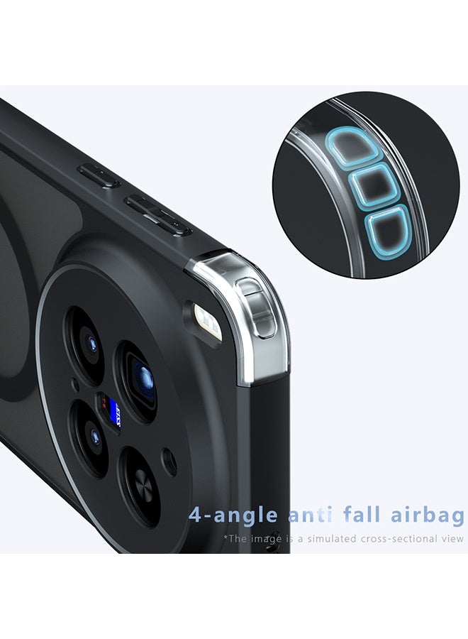 القضية المغناطيسية لـ Vivo X300 Pro 5G, غطاء هاتف رقيق واقي للظهر الشفاف المجمد, مكافحة بصمات الأصابع, حماية ضد السقوط, حالة مقاومة للصدمات لـ Vivo X300 Pro 5G (أسود) - Image 4