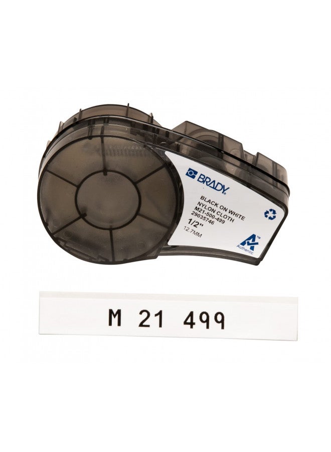 Brady علامة نايلون متعددة الأغراض الأصلية من برادي (M21-500-499) للتعريف العام، تعليم الأسلاك، ووضع العلامات في المختبر، باللون الأسود على الأبيض - لطابعات M210، M210-LAB، M211، BMP21-PLUS و BMP21-LAB، عرض 0.5 بوصة، طول 16 قدم - Image 1
