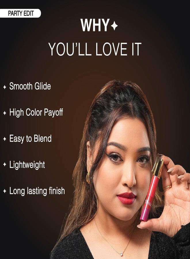 Olivia Pocket Glam Lip Color Stack 4 in1 - Party Edit | Long Lasting Lipstack with Jojoba Oil & Shea Butter | Bold Matte Shades for Women | Nourishing, Travel Friendly Lip Stack | 6g - Image 2