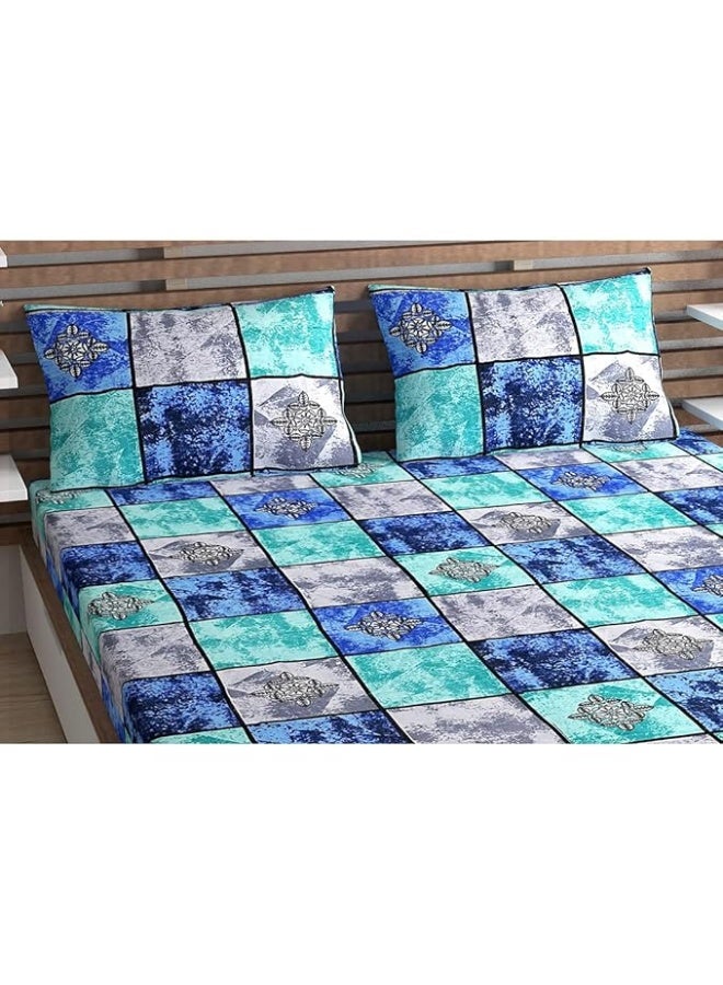 Urban Magic Urban Magic Blue Double Printed Flat Bedsheets  - Image 4