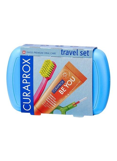 Travel-Set Blue. Set includes Travel Toothbrush CS 5460, 10ml Be You Toothpaste, Interdental Brush CPS prime 07, CPS prime 09.