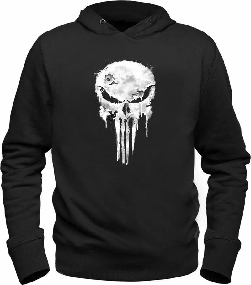 الفا تيشيرت Alpha Tshirt Punisher Illustrated Printed Black Sweatshirt