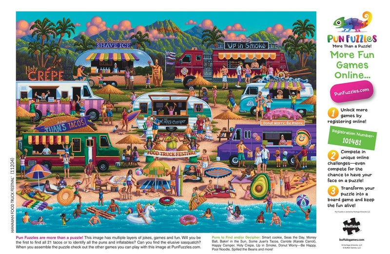 Buffalo Games - Pun Fuzzles - Hawaiian Food Truck Festival - 1000 Piece Jigsaw Puzzle - Image 5