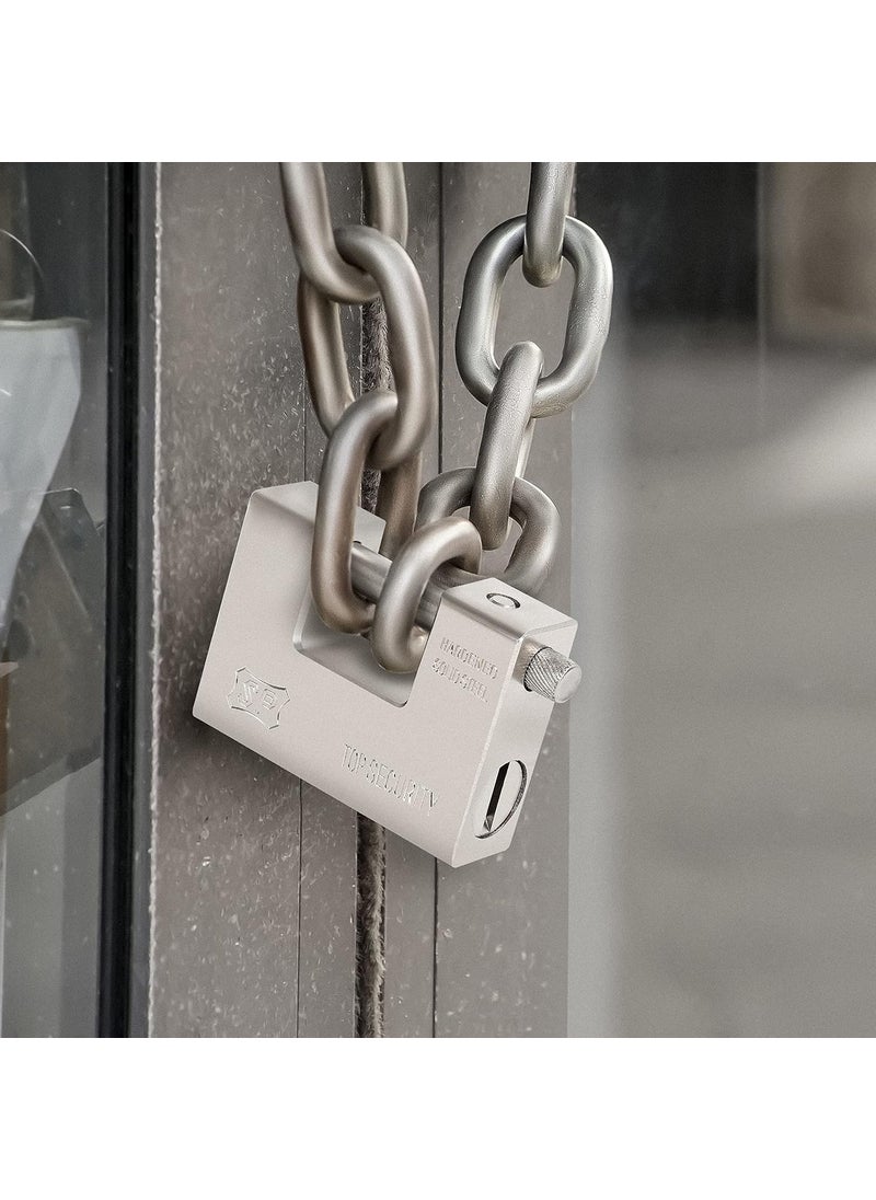 ABOUT SPACE - ABOUT SPACE Heavy Duty Padlock with 4 Keys 1 kg Hardened Steel Security Padlock with Anti Drill Pick Cylinder Security Shackle Chain Lock for GarageDoorContainersShutterLockerWarehouseGates - Image 1